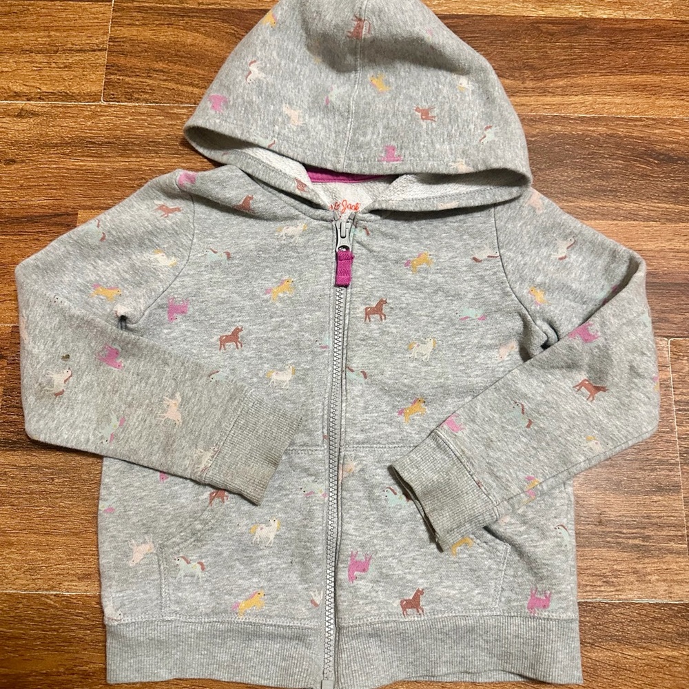 Cat & Jack Gray Hoodie with Colorful Animal Accents